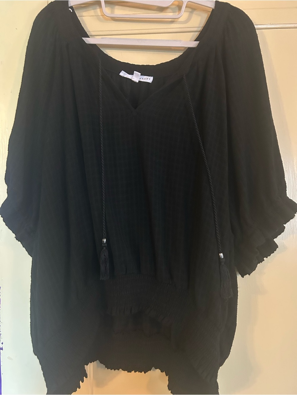 Black Boho V-Neck Tassel Peasant Top and skirt